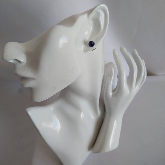 Handmade blue polymer clay earrings. Boucles d'oreilles fait à la main - Picture 5 of 9